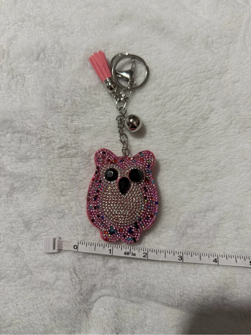 Pink Bling Owl Keychain & Purse Charm